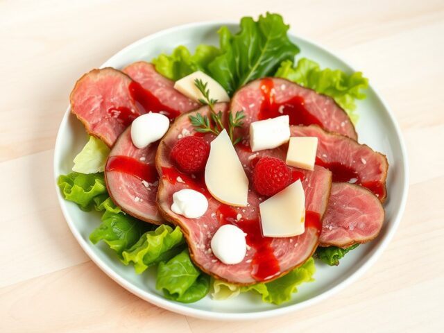 Carpaccio van rosbief met frambozendresing