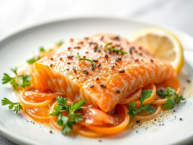 Carpaccio van zalm met eekhoorntjesbrood — AI-gegenereerde illustratie