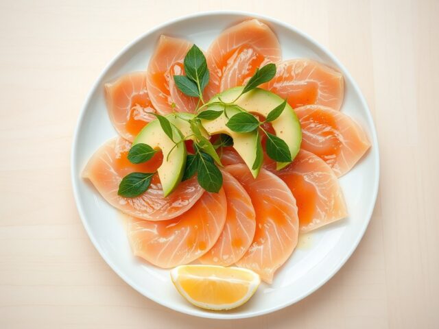 Carpaccio van zalm met een pittige dressing