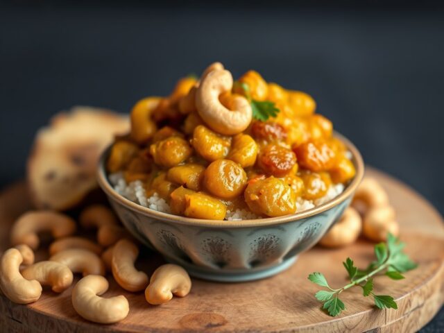 Cashew-vruchtencurry — AI-gegenereerde illustratie