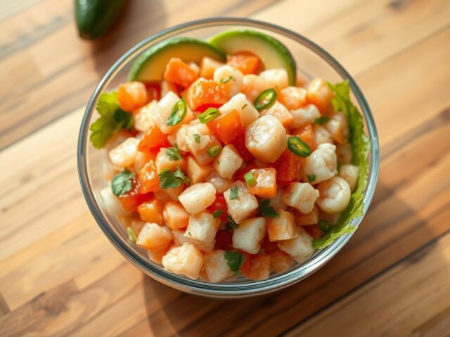 Ceviche van garnalen en zalm