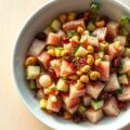 Ceviche van tonijn en Sint-Jakobsvruchten met venkel en courgette