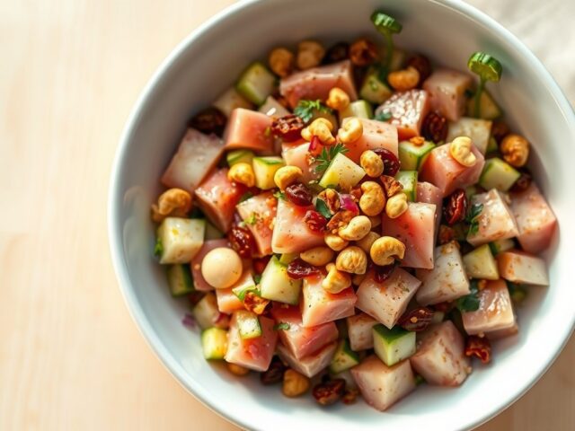 Ceviche van tonijn en Sint-Jakobsvruchten met venkel en courgette