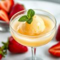 Champagne sorbet met aardbeien