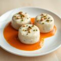 Champignonpuddinkjes met oranje paprikasaus