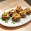 Champignons gevuld met blauwe kaas en Quorn
