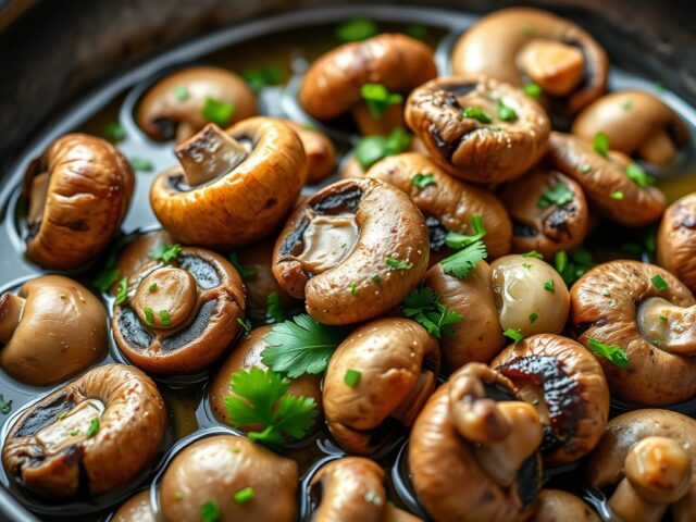 Champignons in knoflookkruidenolie