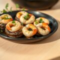 Champignons met garnalen.