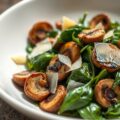 Champignons,spinazie met Parmezaanse kaas