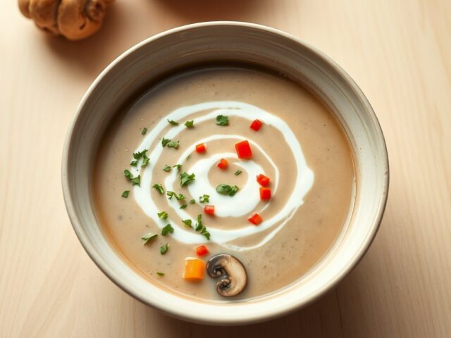 Champignonsoep met rode paprika