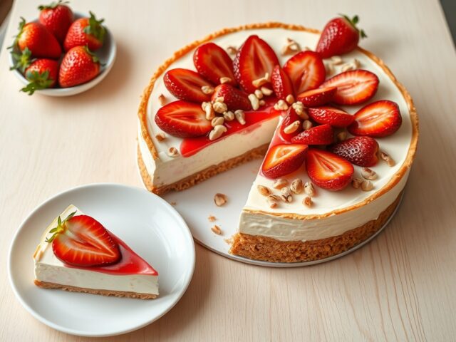 Cheesecake met aardbeien