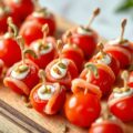 Cherry tomaat met serranoham, Boursin en pompoenpi