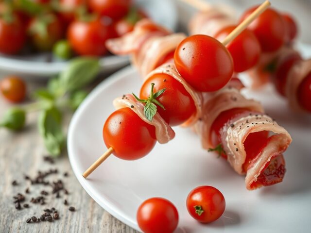 Cherrytomaatspiesjes met spek