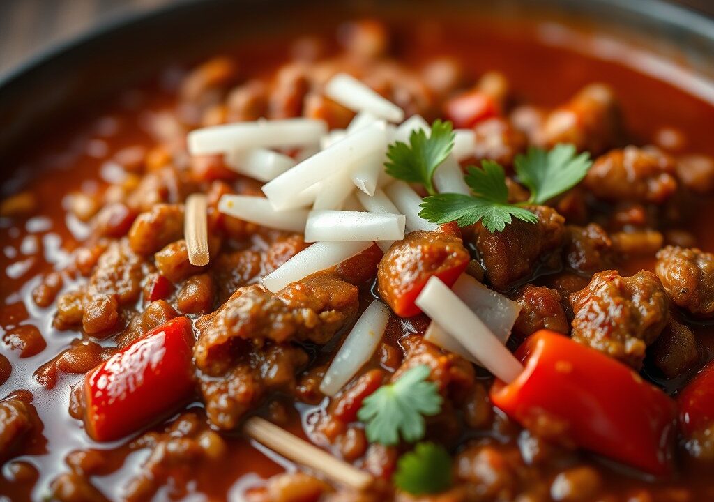 Chili con carne, AI-gegenereerde illustratie