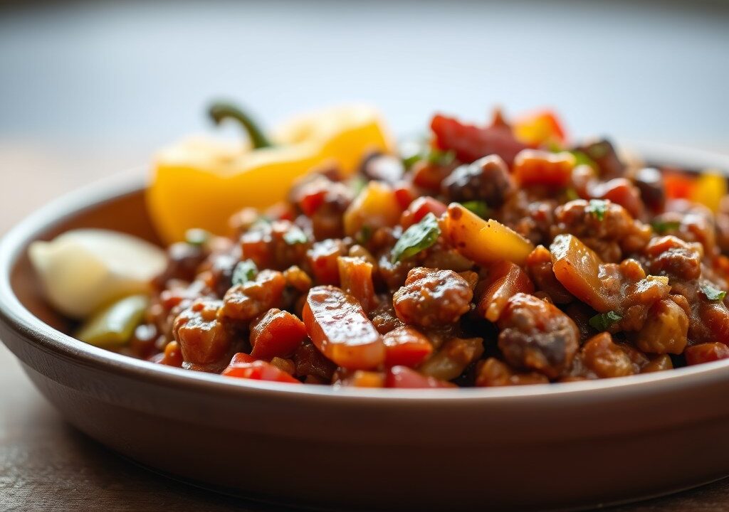 Chili con carne ovenschotel — AI-gegenereerde illustratie