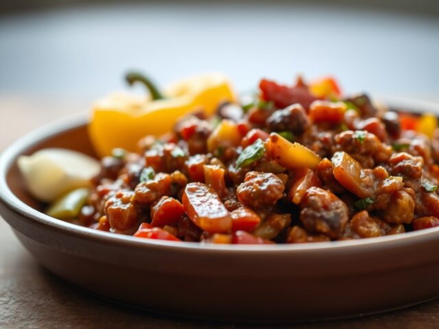 Chili con carne ovenschotel — AI-gegenereerde illustratie