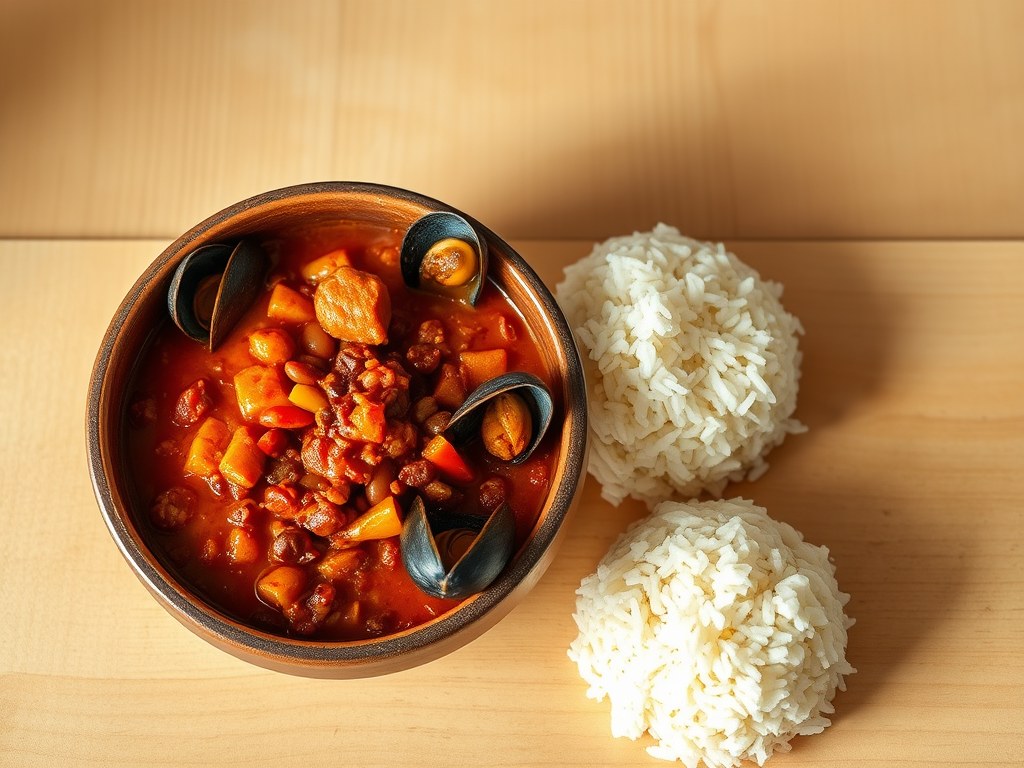 Chili met mosselen, AI-gegenereerde illustratie