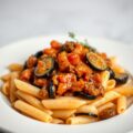 Chilipasta met aubergine
