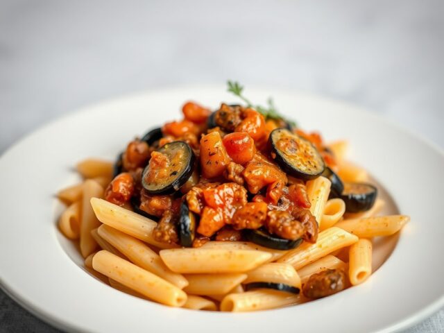 Chilipasta met aubergine