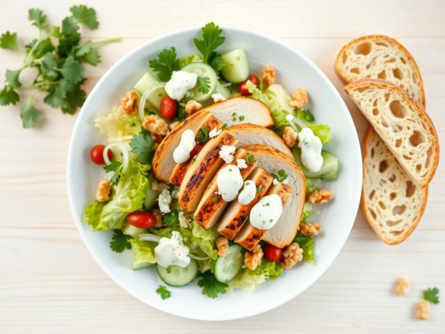 Chillikip salade met blue dressing