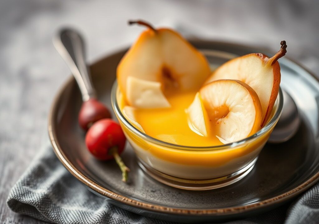 Chimay Brulée met peren en kaas, AI-gegenereerde illustratie