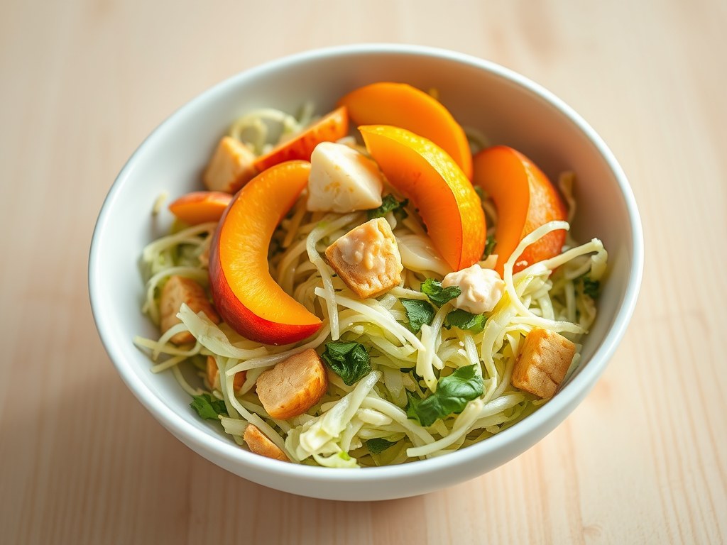 Chinese Koolsalade met nectarines, AI-gegenereerde illustratie