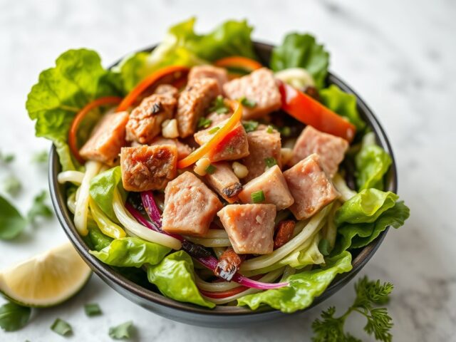 Chinese koolsalade met tonijn en zeevruchten