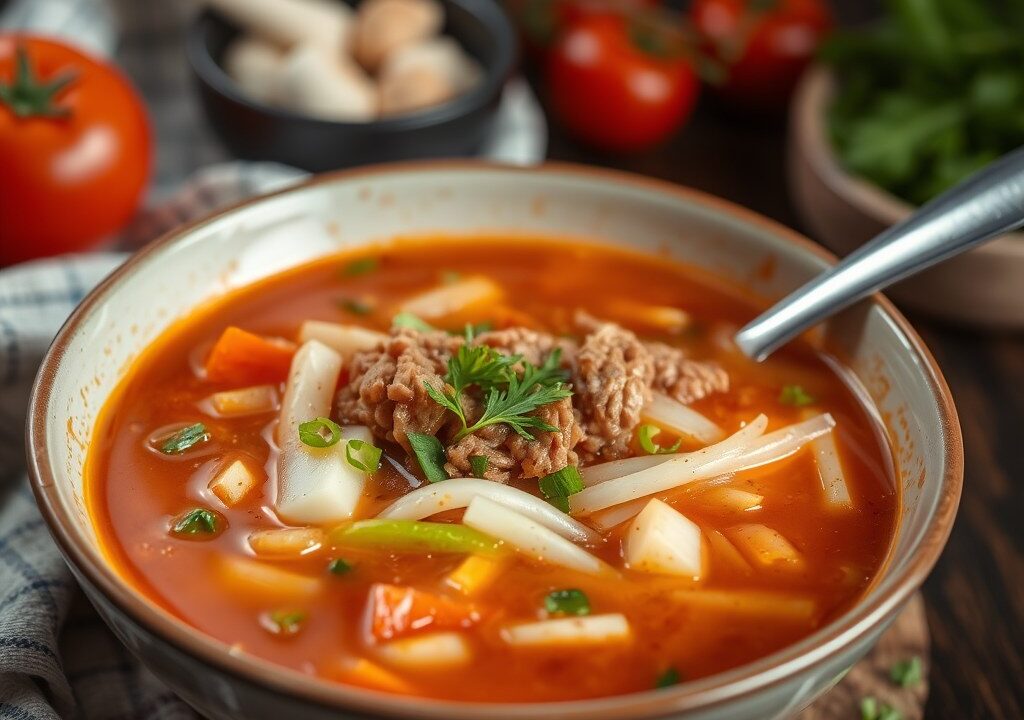 Chinese tomatensoep — AI-gegenereerde illustratie