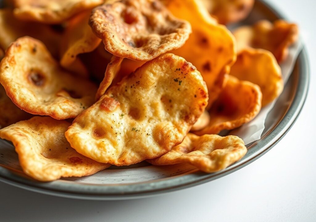 Chips van pitabroodjes (pittig), AI-gegenereerde illustratie
