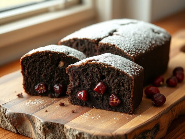Choco-cranberry-rum cake