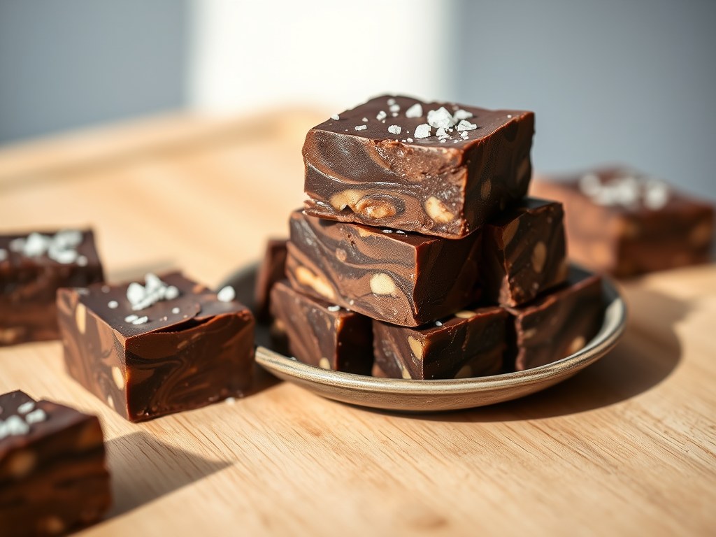 Choco nutella en zeezout-fudge, AI-gegenereerde illustratie