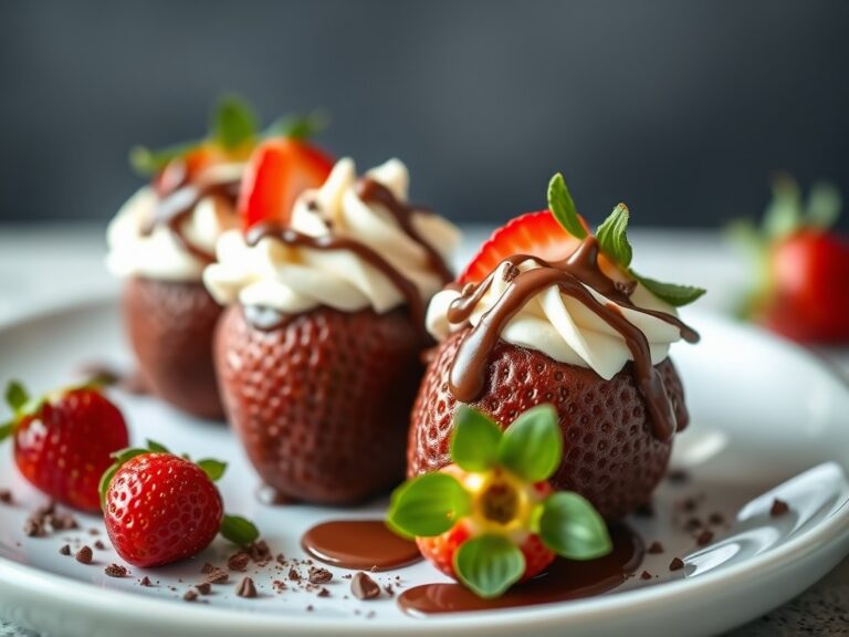 Chocolade aardbeien met slagroom