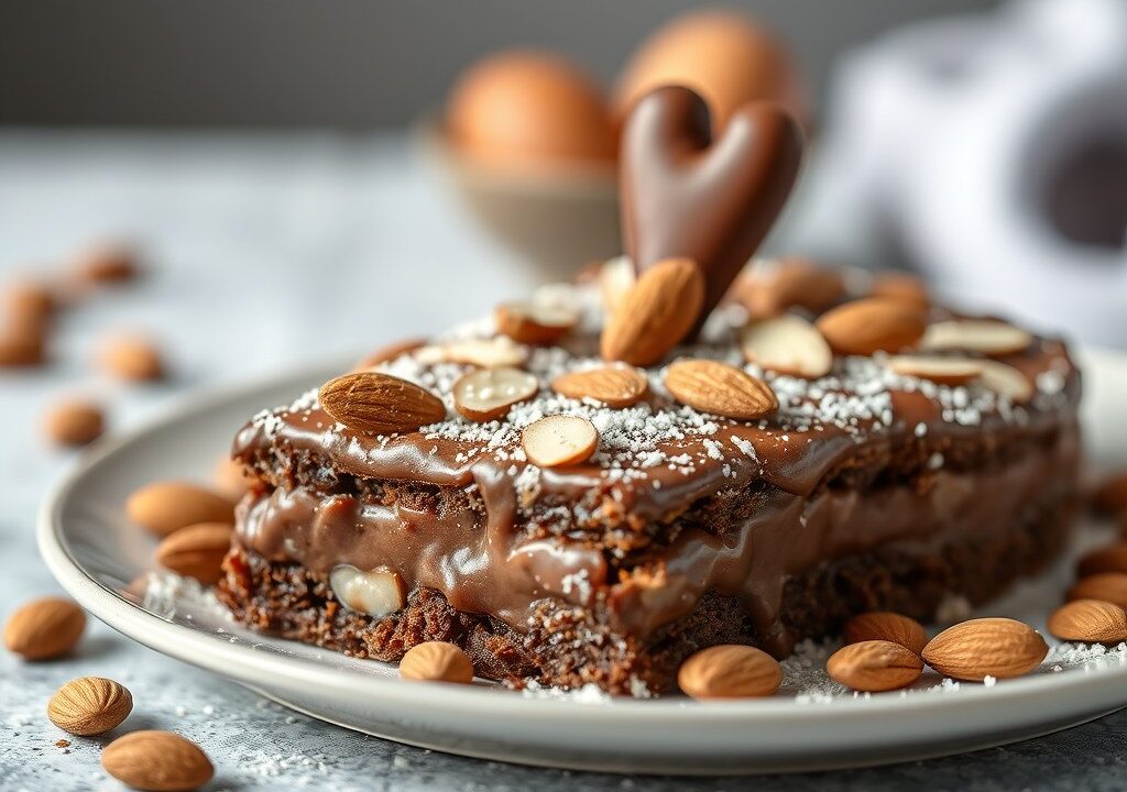 Chocolade amandeltaart, AI-gegenereerde illustratie