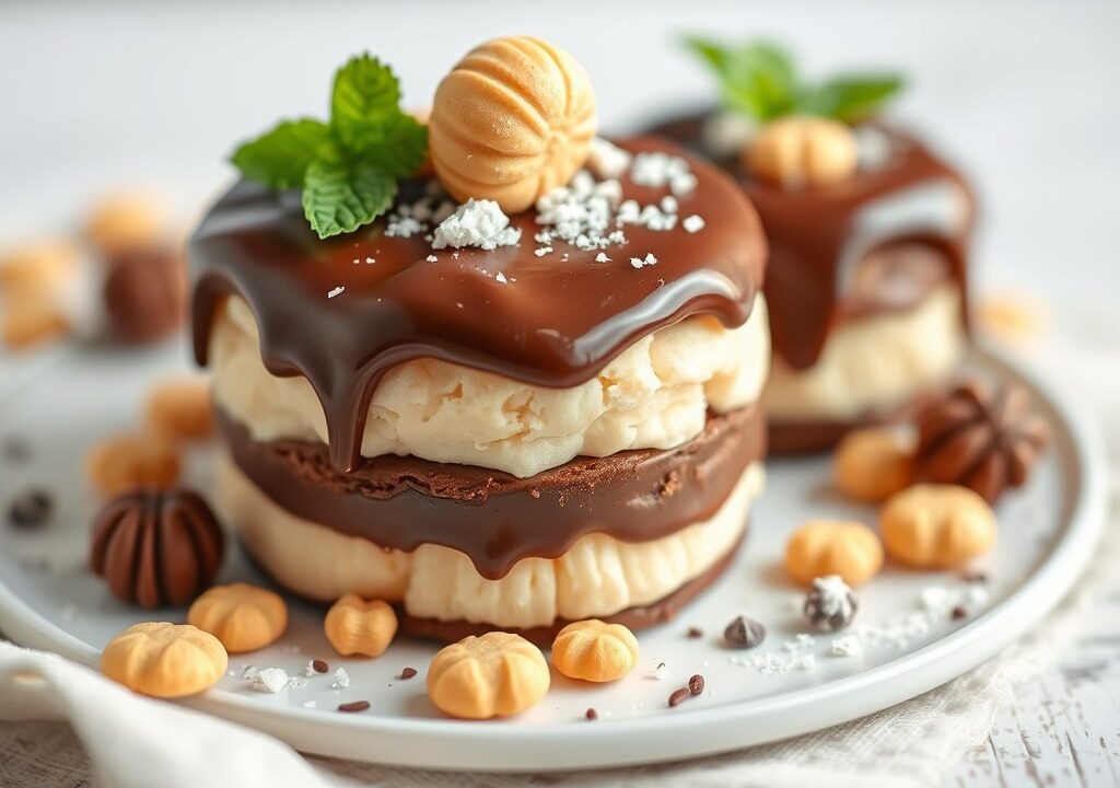 Chocolade-amaretti cassata uit Delicious, AI-gegenereerde illustratie