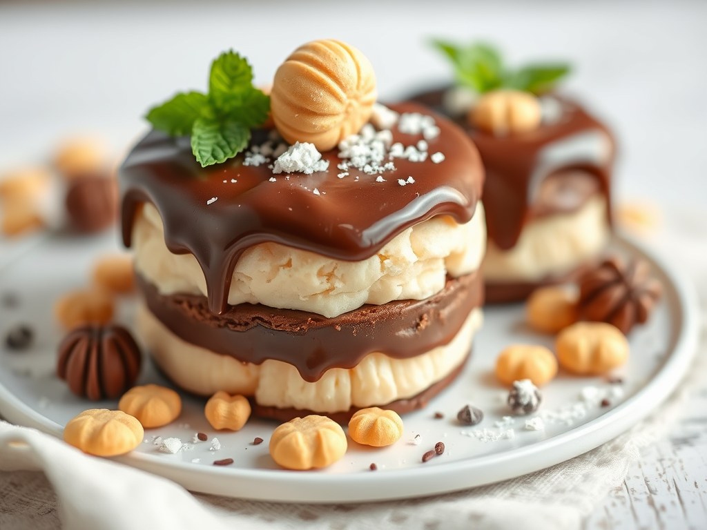 Chocolade-amaretti cassata uit Delicious, AI-gegenereerde illustratie