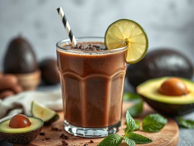 Chocolade Avocadosmoothie — AI-gegenereerde illustratie