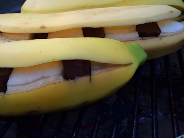 Chocolade banaan op de BBQ