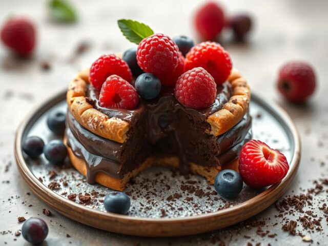 Chocolade Crême Gebak met Vruchten