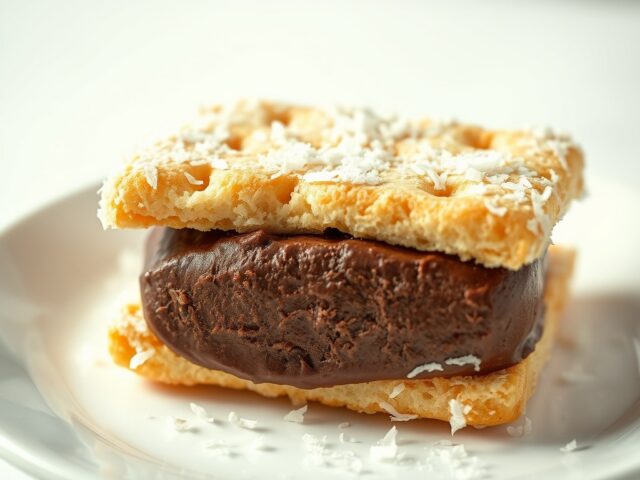Chocolade ijssandwich met kokos