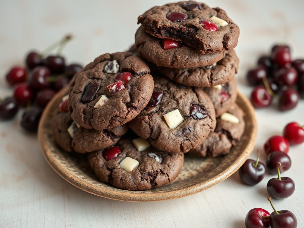 Chocolade-kersen koekjes, AI-gegenereerde illustratie