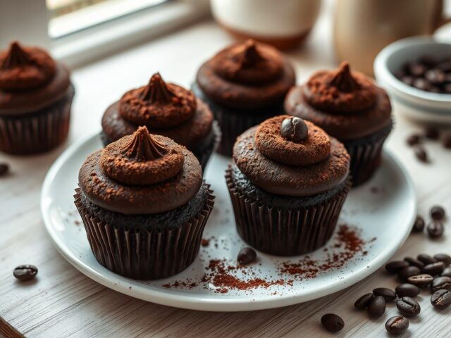Chocolade-koffietaartjes, cupcake-stijl