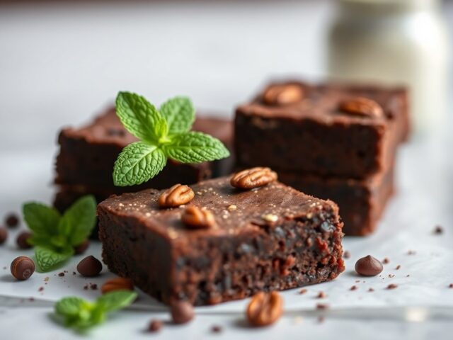 Chocolade munt brownies — AI-gegenereerde illustratie