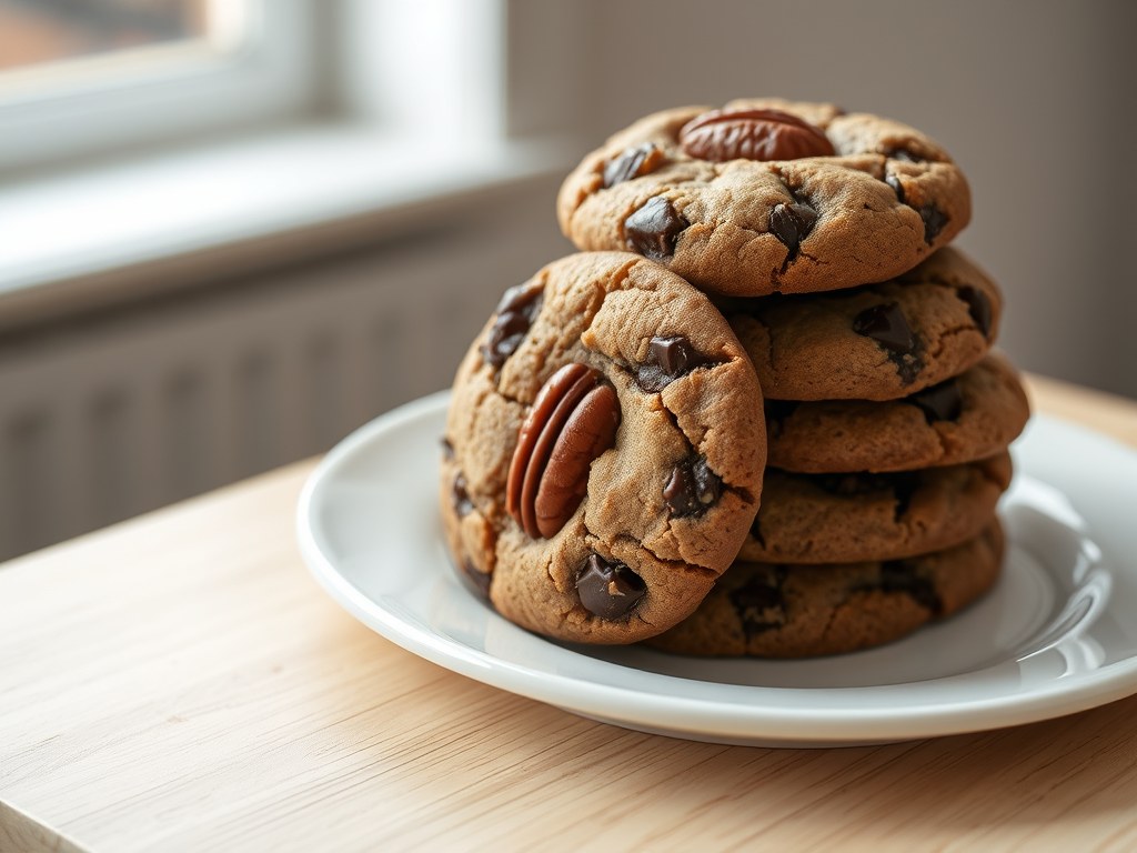 Chocolade-pecankoekjes, AI-gegenereerde illustratie