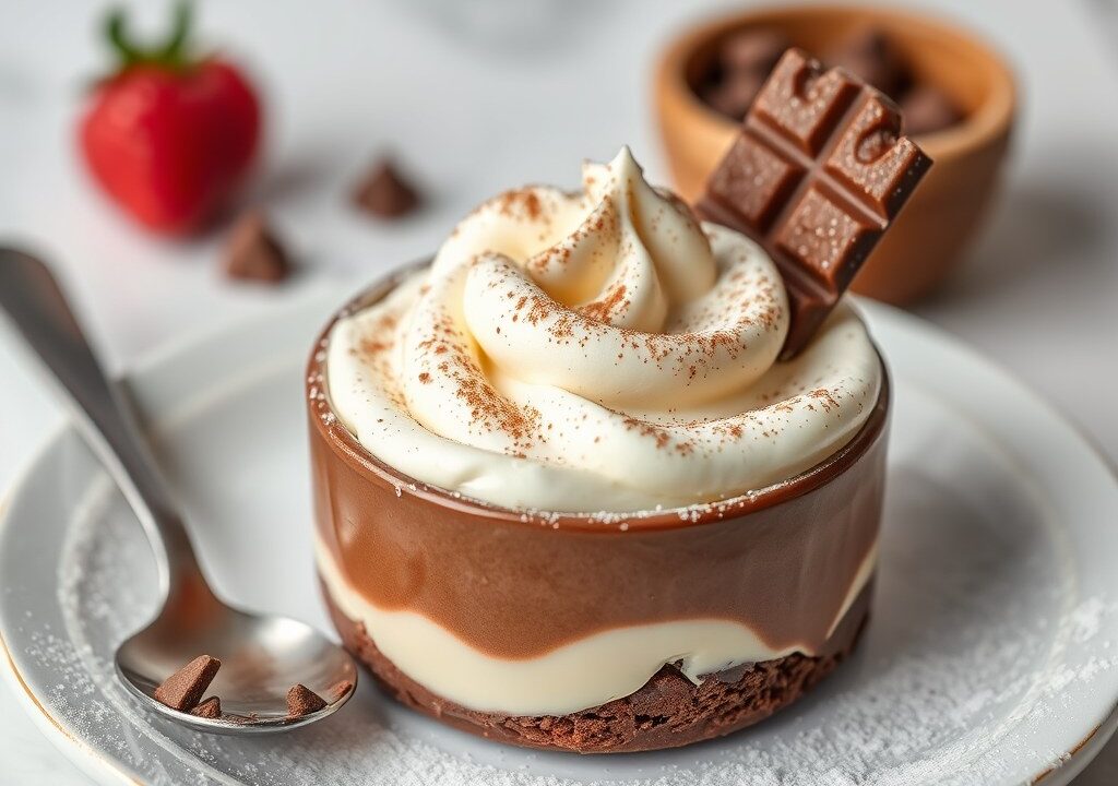 Chocolade-roomkaascrème, AI-gegenereerde illustratie