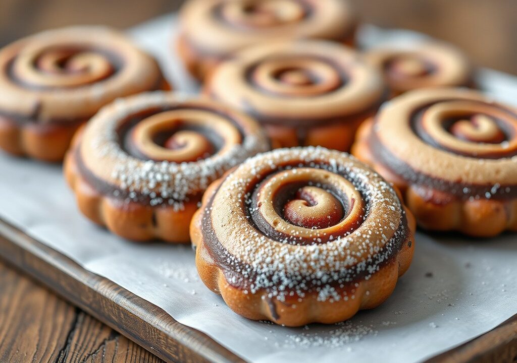 Chocolade-swirl koekjes, AI-gegenereerde illustratie