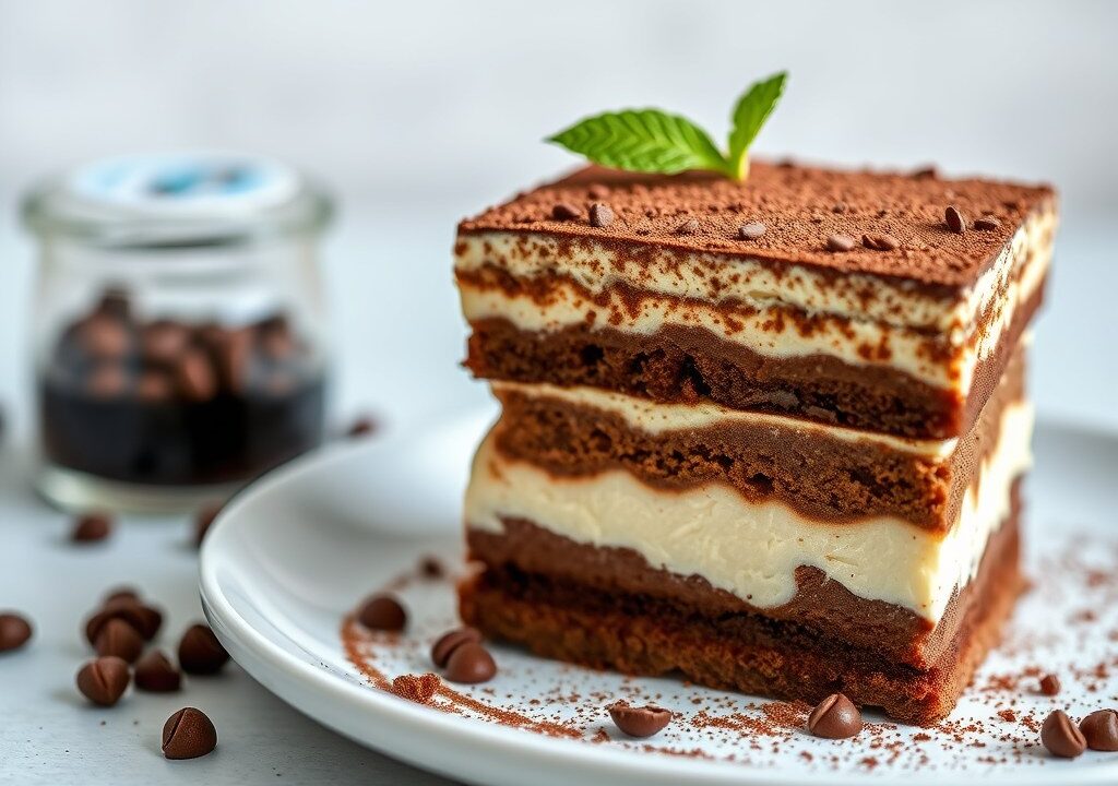 Chocolade tiramisu, AI-gegenereerde illustratie