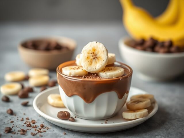 Chocolade toetje met banaan
