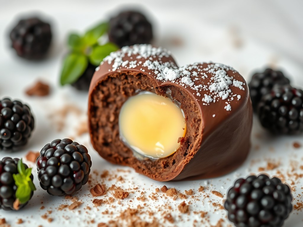 Chocolade truffelhart, AI-gegenereerde illustratie