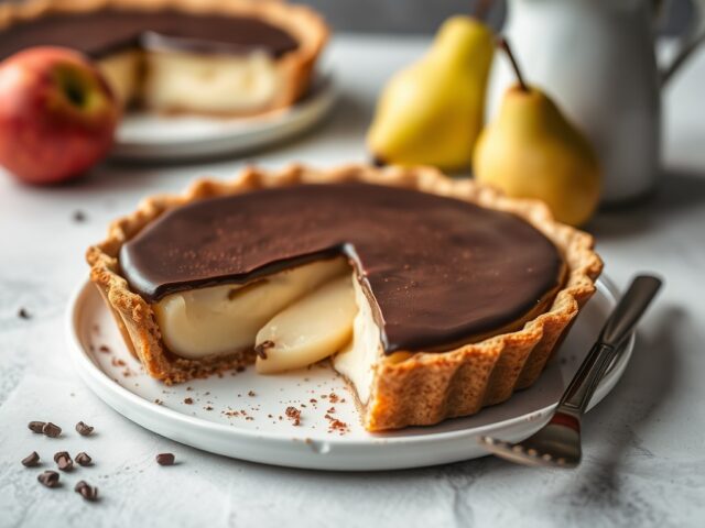 Chocolade vanille peren taart