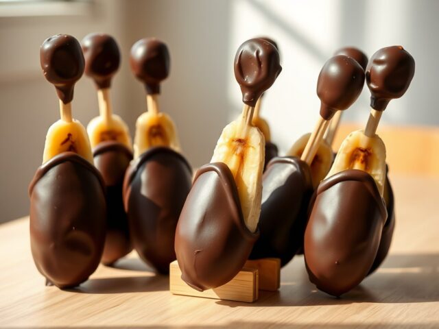 Chocoladebananen op een stokje als versnapering